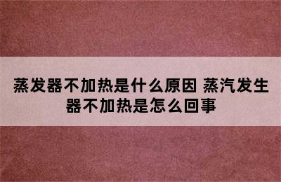 蒸发器不加热是什么原因 蒸汽发生器不加热是怎么回事